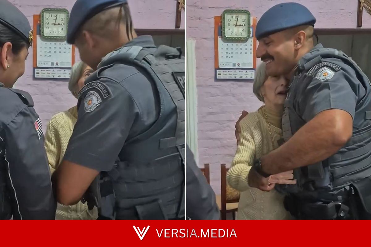 Mulher com Alzheimer reencontra policiais que a salvaram após engasgo no litoral de SP; VÍDEO