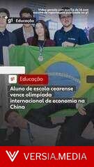 Aluno de escola cearense vence olimpíada internacional de economia na China e dá dica: 'Estudo não precisa ser chato'