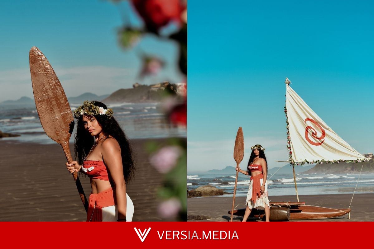 Conheça a 'Moana brasileira' que criou a própria jangada e faz sucesso com cosplay: 'Me identifico'; VÍDEO