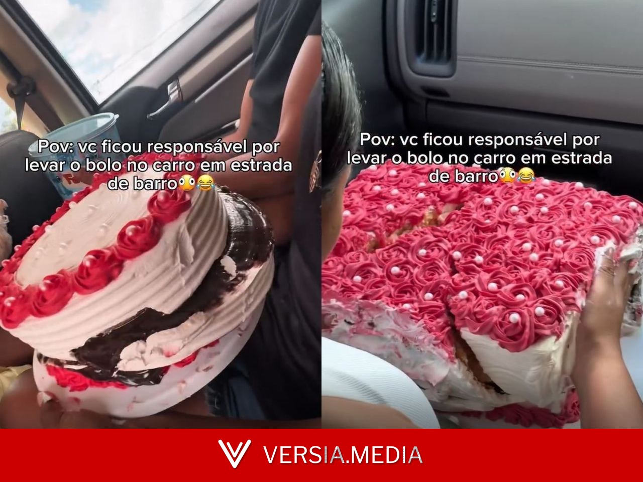 Grupo viraliza com bolo que rachou durante transporte em ramal no interior do Acre