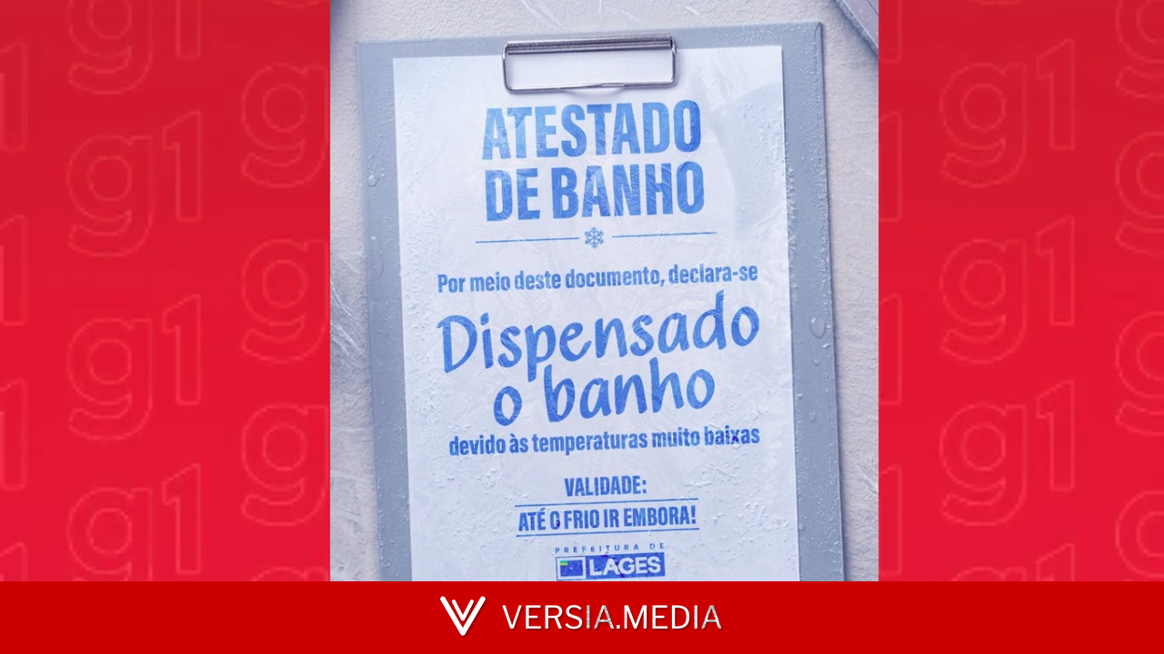 'Atestado de banho': cidade de SC 'libera' moradores do chuveiro por causa do frio intenso
